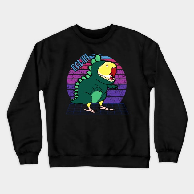 Vaporwave Yellow Indian Ringneck Dinosaur Crewneck Sweatshirt by FandomizedRose